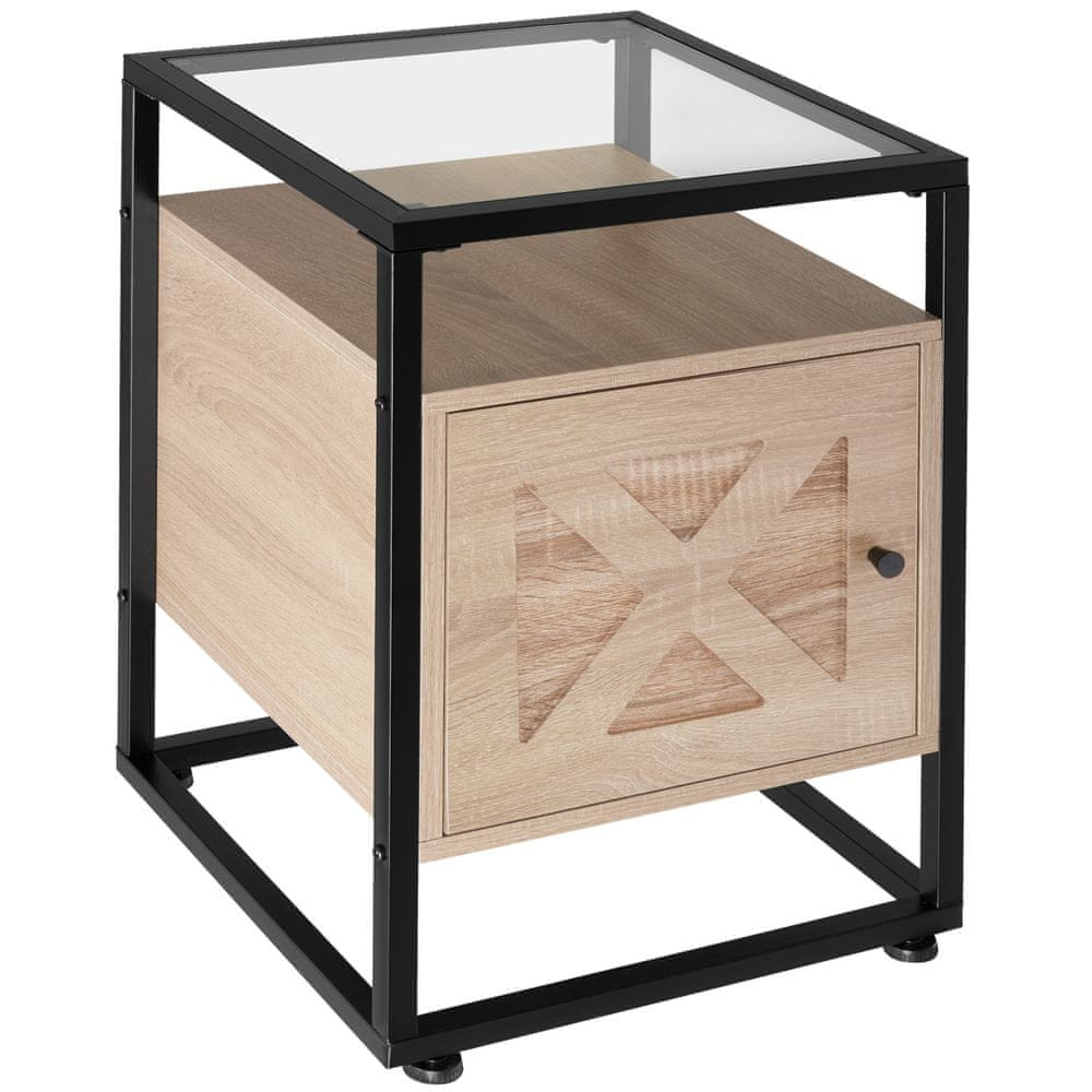 tectake Nočný stolík Kidderminster 40x43x60,5cm - Industrial svetlé drevo, dub Sonoma